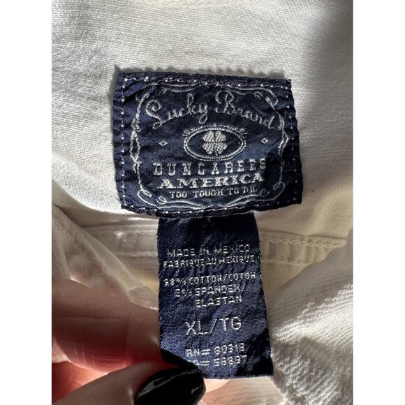 Lucky Brand Woman's Sz XL Sabrina Pearl White Denim Jean Jacket Snap Front - Picture 5 of 10